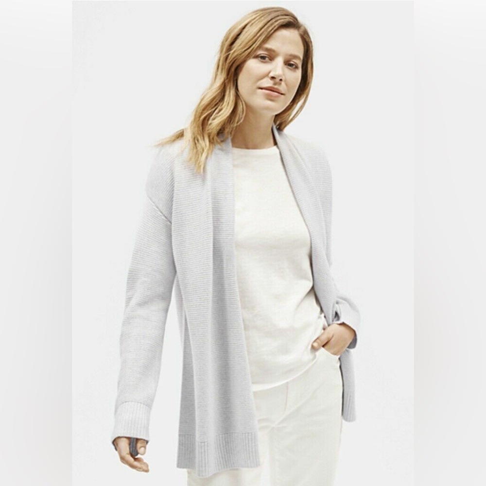 Eileen Fisher Pearl Seamless Cashmere Cardigan Sweater Size Petite Large